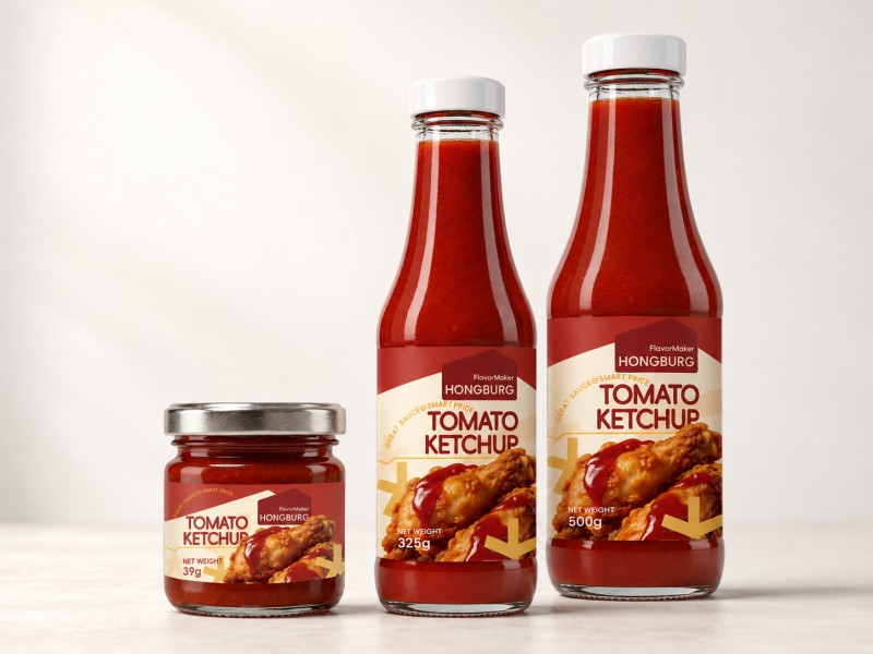 Ketchup de roșii în sticlă de sticlă